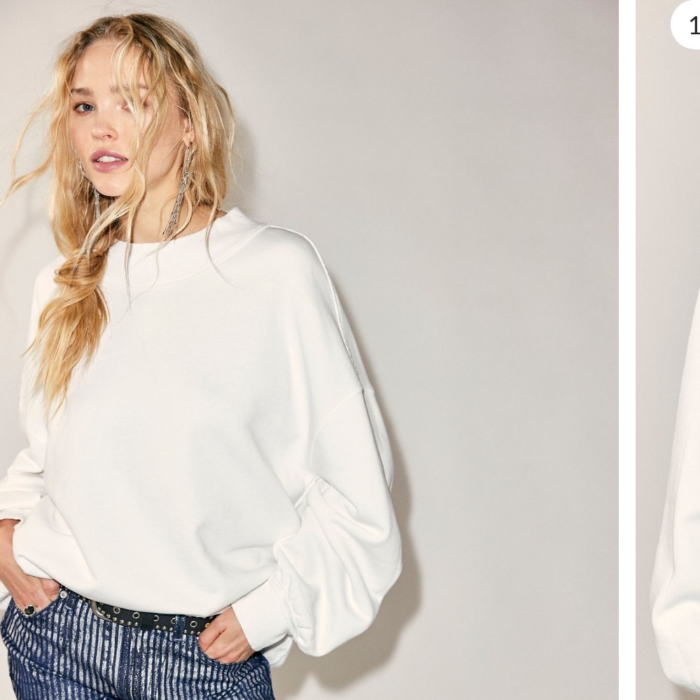 NWT We the Free Palm Springs Pullover, Clean Ivory, size small - Picture 2 of 9